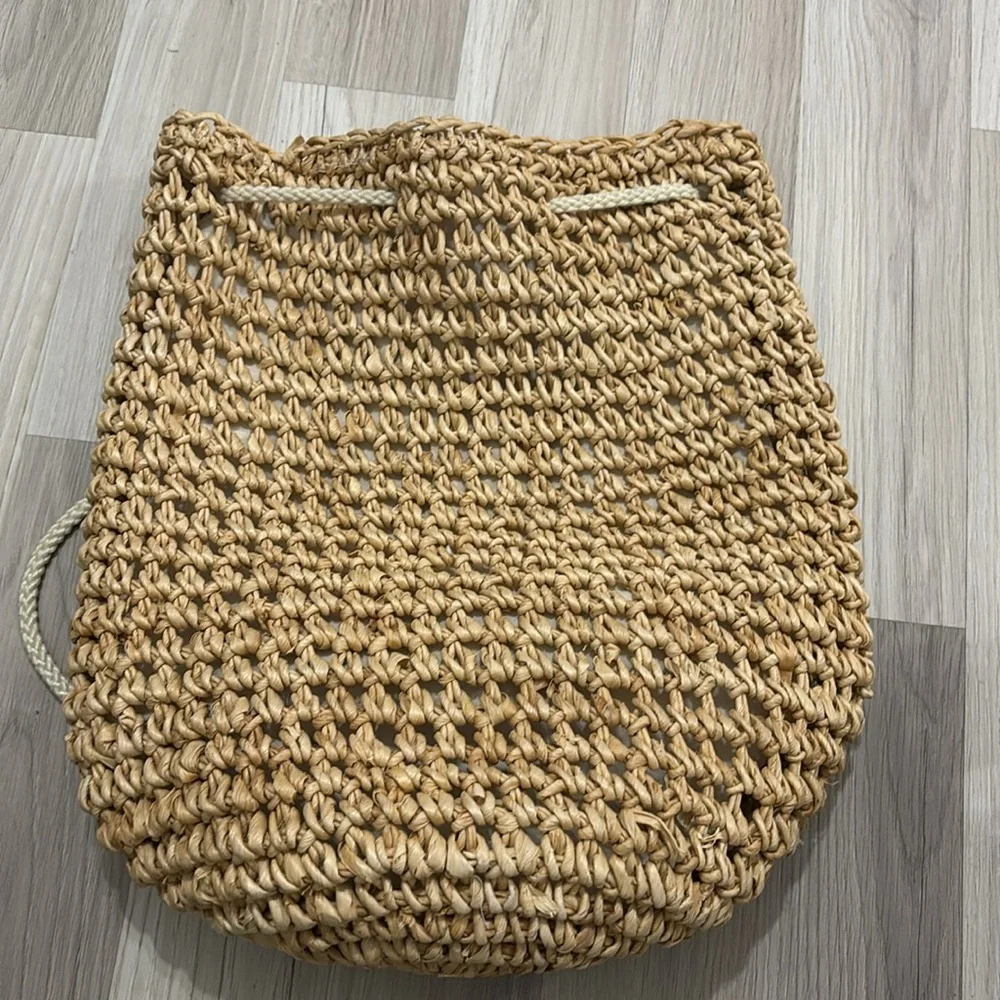 Backpack Beach Straw Woven Weekend Getaways Tan Bag - Picture 3 of 13